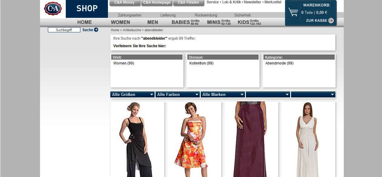 C&A Online Shop Test