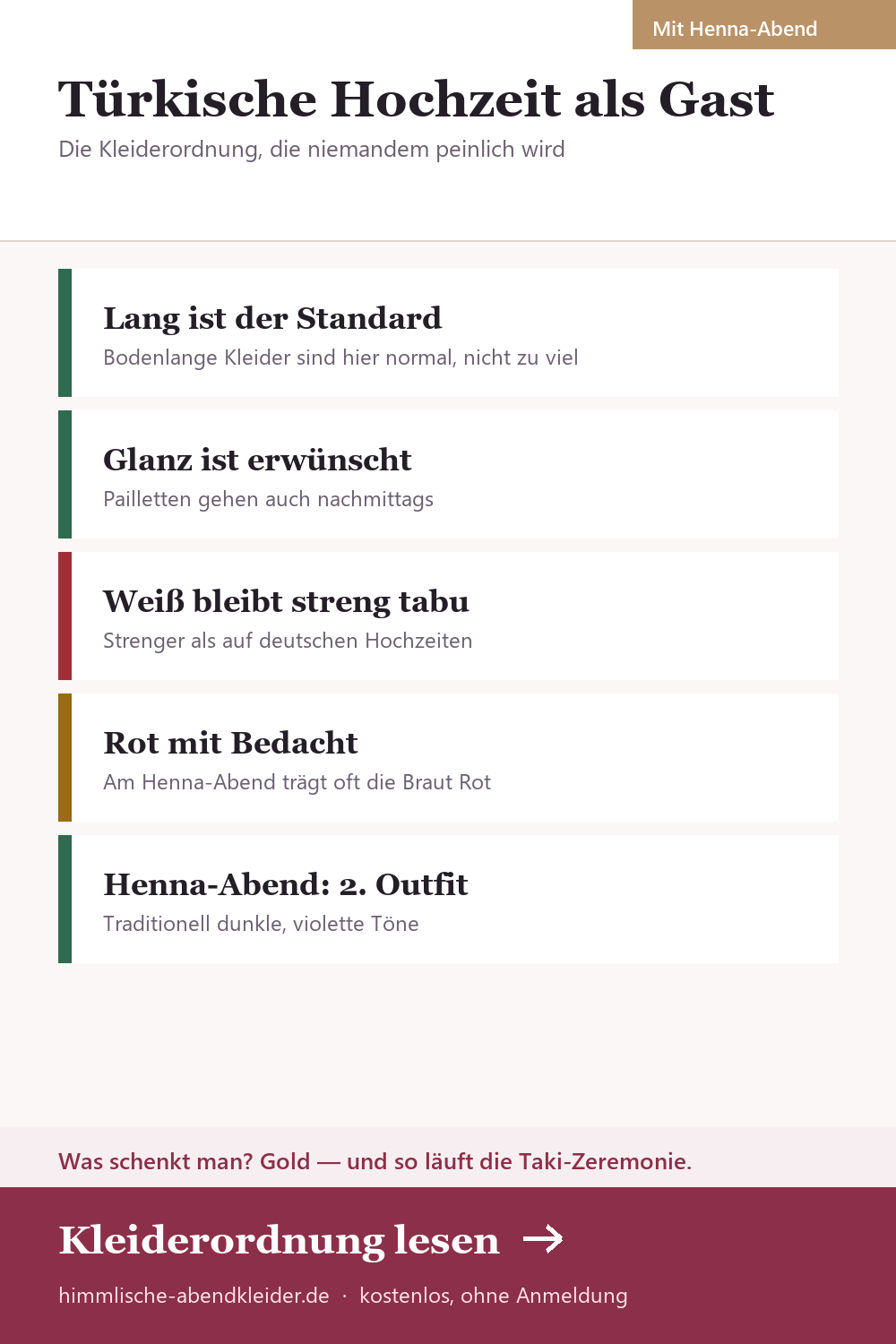 Türkische Hochzeit als Gast: was anziehen? Die Kleiderordnung mit Henna-Abend, Goldgeschenk und Taki-Zeremonie